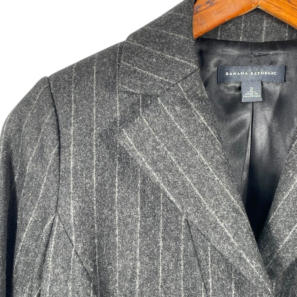 Banana Republic Wool Cashmere Pinstripe Blazer Gray Tailored Jacket Sz 2 - Picture 5 of 14